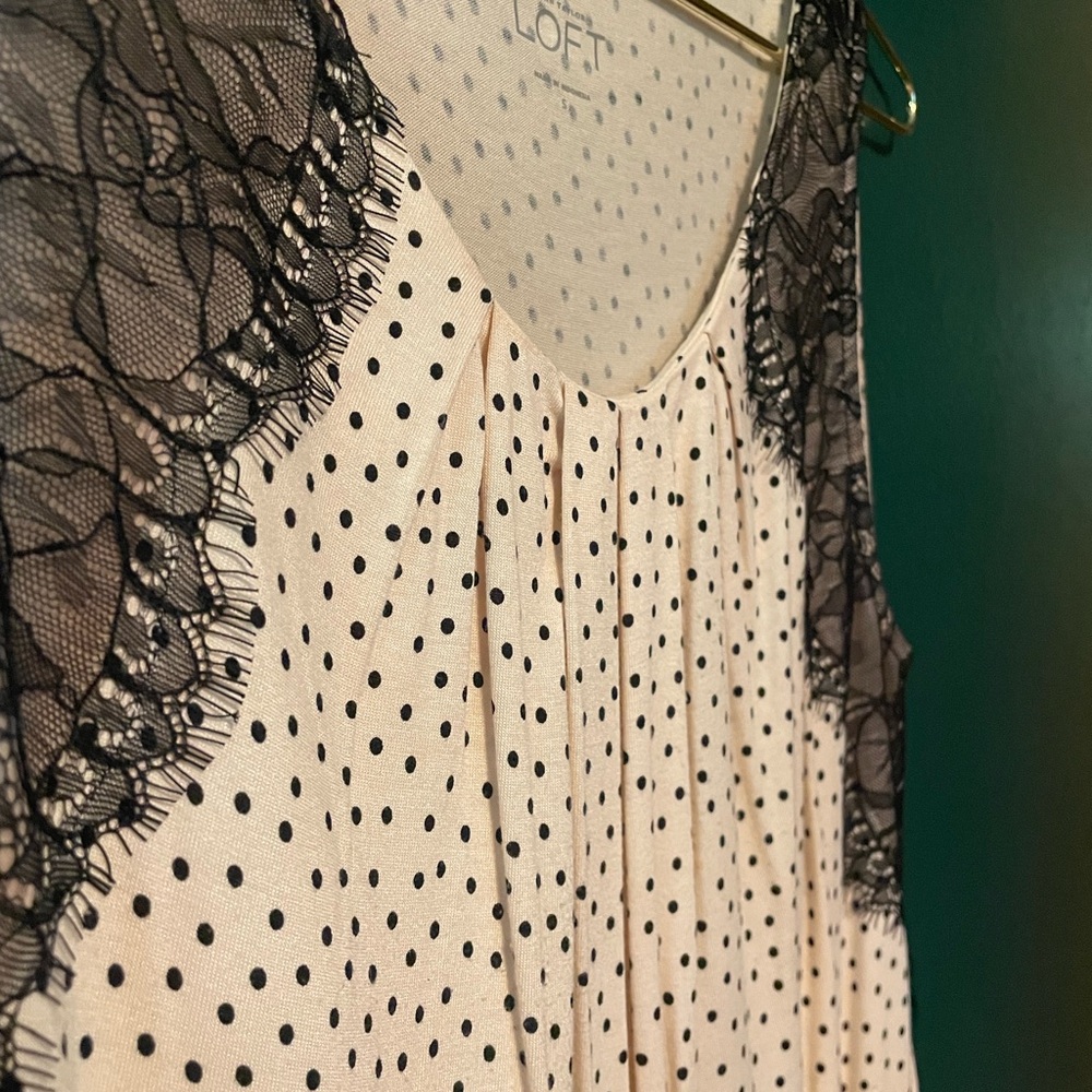 Ann Taylor loft black lace and polka dot blouse. Size S.